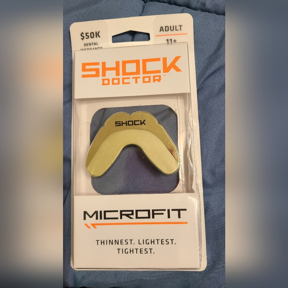 Shock Doctor Slim Microfit Multi Gold Chrome Adult Mouthguard NIB